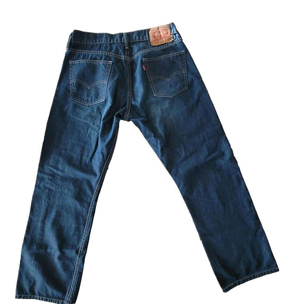 Levis 514 Mens Jeans 33 x 30 Blue Slim Straight Leg Medium Wash Preppy Western - Picture 5 of 11